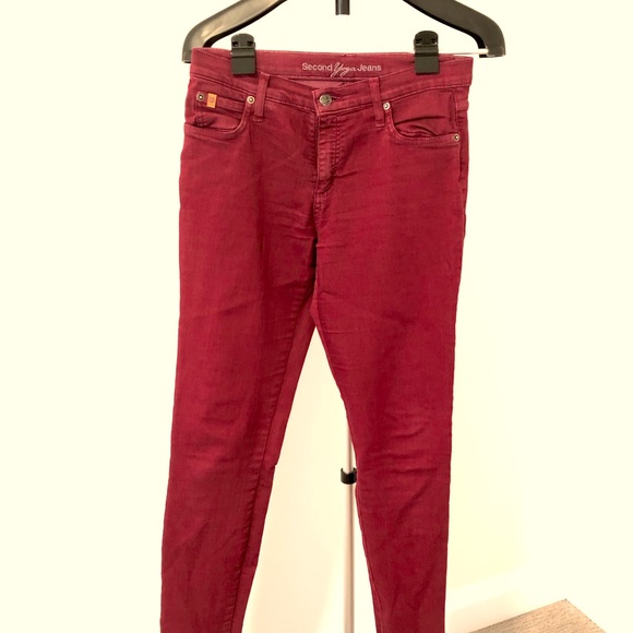 Burgundy Yoga Jeans skinny size 28 - Picture 1 of 3